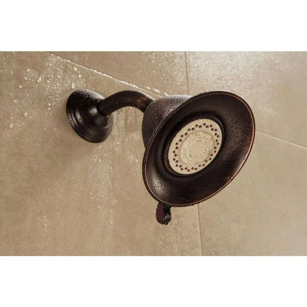 Victorian 3-Spray 5.5 in. Single Wall Mount Fixed Shower Head in Venetian Bronze, photo 3 of 8