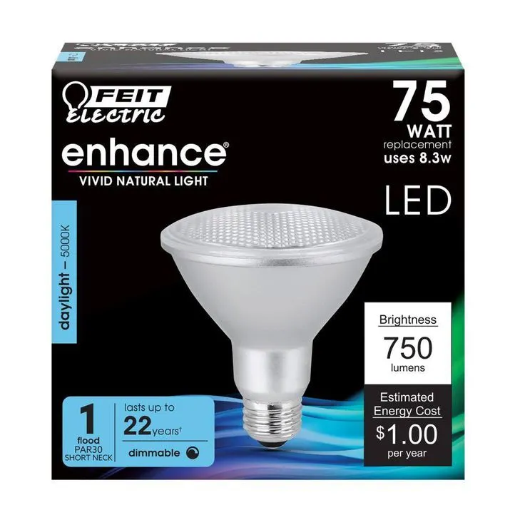 Feit Electric 75-Watt Equivalent PAR30 Dimmable CEC Tirle 24 Compliant LED ENERGY STAR Flood Light Bulb, Daylight (12-Pack), photo 8 of 8