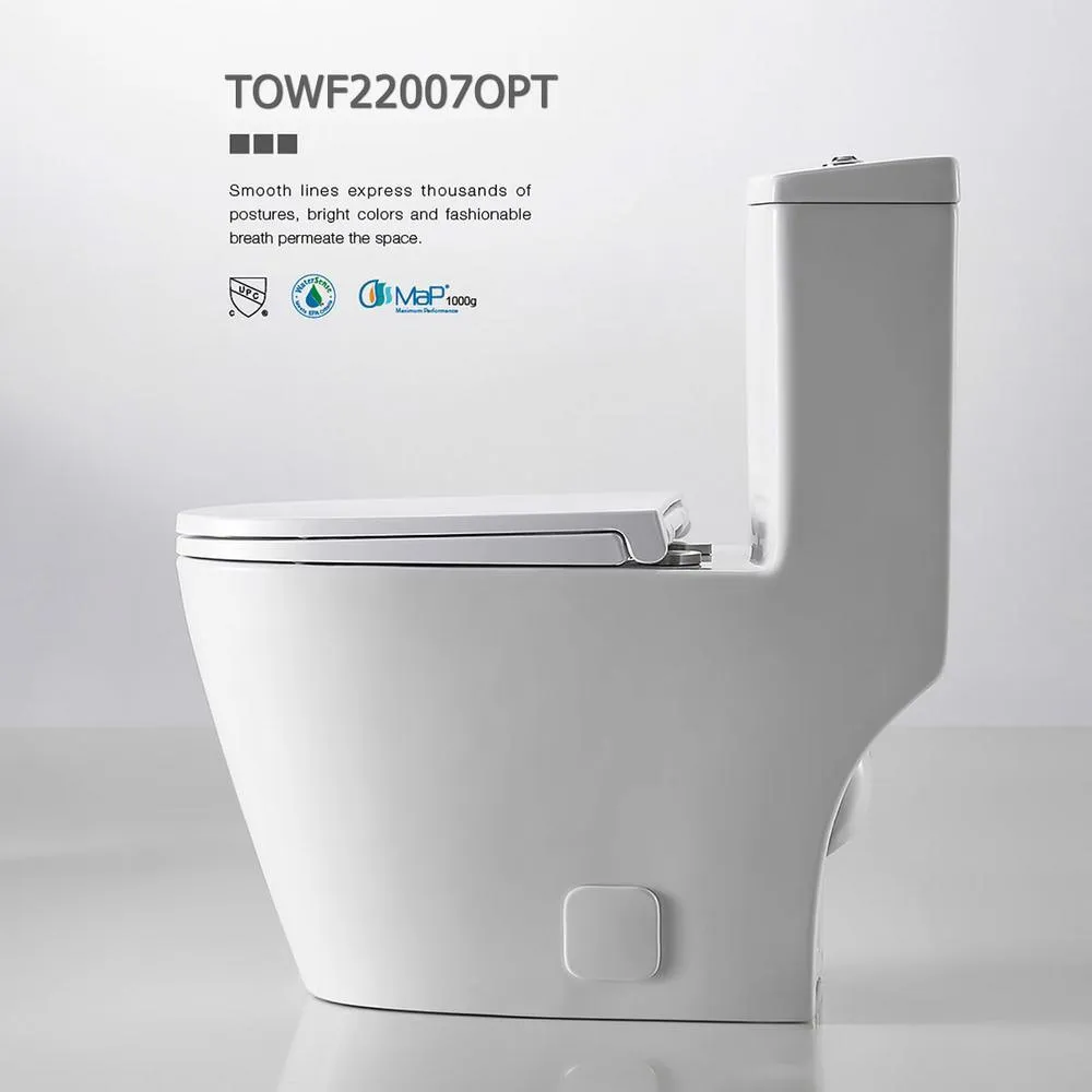 1-Piece 1.28 GPF Dual Flush High Efficiency Elongated Toilet in White, Seat Included, photo 5 of 7