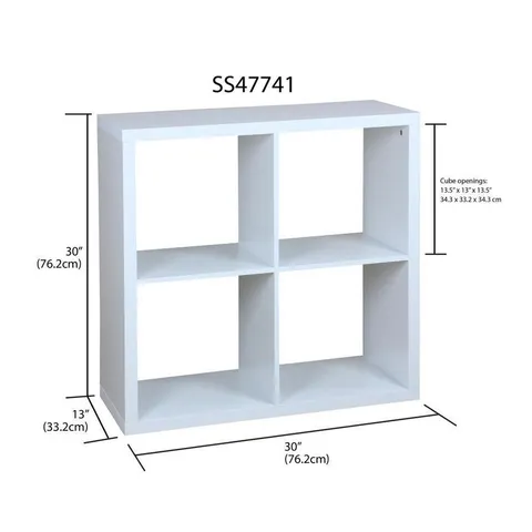 4 Compartment White Stackable Composite Wood Cube