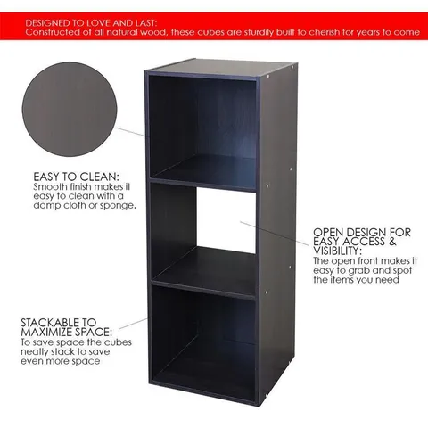 3 Compartment Natural Stackable Composite Wood Cube