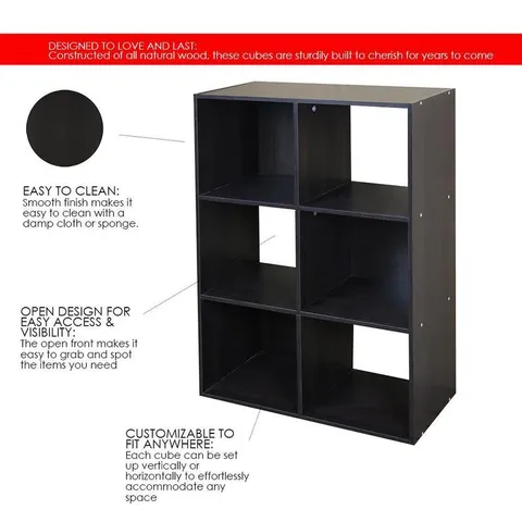 6 Compartment Natural Stackable Composite Wood Cube