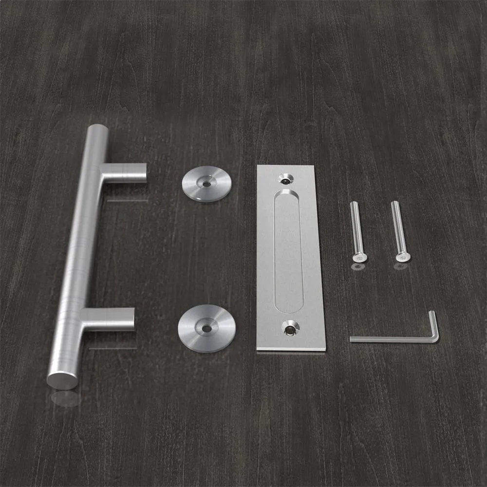12 in. Stainless Steel Ladder Pull and Flush Sliding Barn Door Handle Set, photo 6 of 8