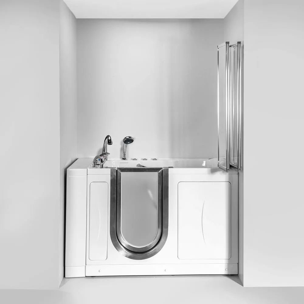 Ella Elite 52 in. Walk-In Whirlpool and Air Bath Bathtub, White, Left Door with Fast Fill Faucet, Dual Drain & Shower Screen, photo 10 of 16