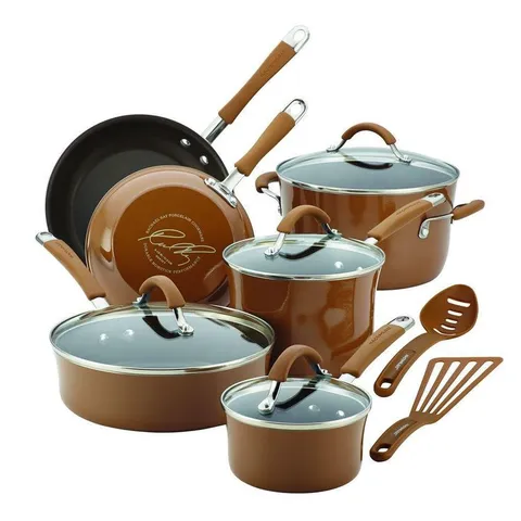 Cucina 12-Piece Aluminum Nonstick Cookware Set in Mushroom Brown