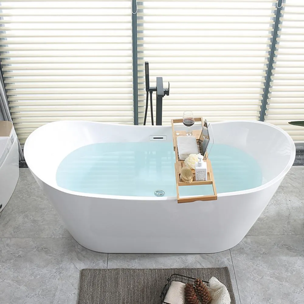 Mulhouse 71 in. Acrylic Flatbottom Freestanding Bathtub in White, photo 8 of 9