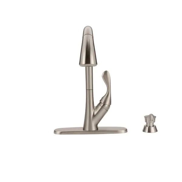Delta Ashton Stainless 1-Handle Pull-Down Kitchen Faucet with Deck Plate and Soap Dispenser, photo 2 of 2