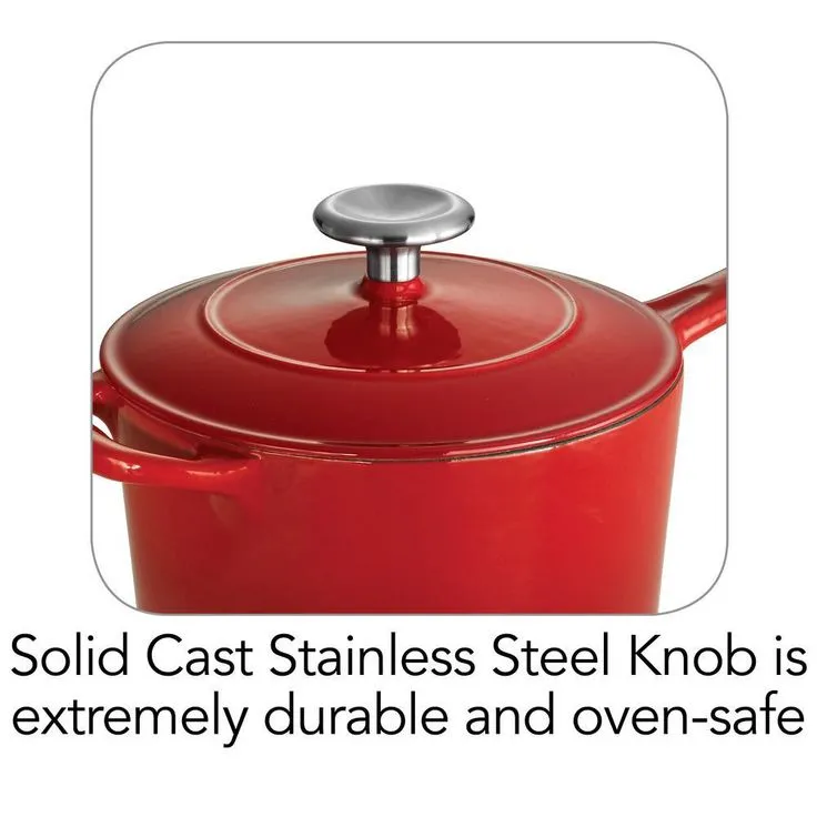 Tramontina Gourmet 2.5 qt. Porcelain-Enameled Cast Iron Sauce Pan in Gradated Red with Lid, photo 4 of 5