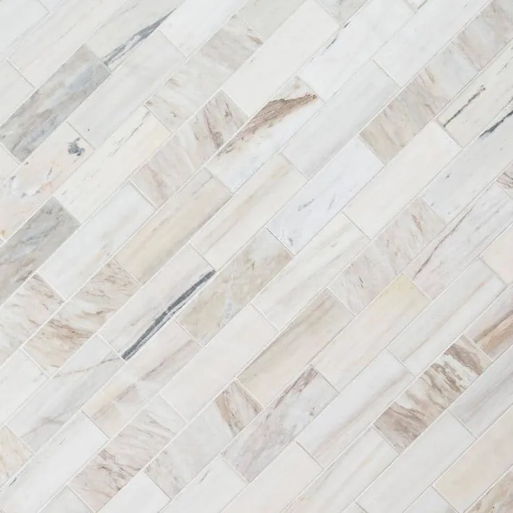 MSI Angora Subway 11.81 in x 11.81 in. x 10mm Polished Marble Mesh-Mounted Mosaic Tile (9.7 sq. ft. / case), photo 4 of 8