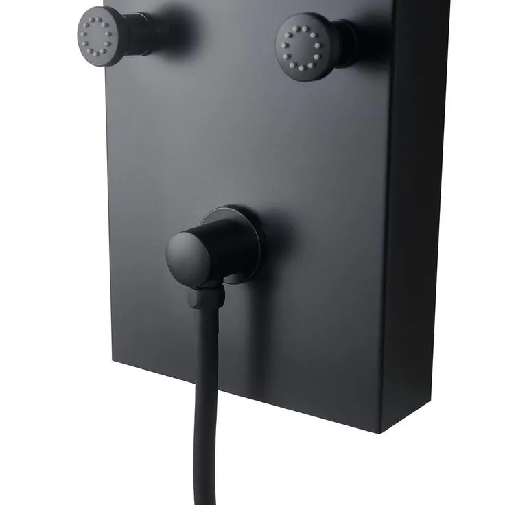 65 in. 8-Jet Rainfall Shower System with Waterfall Shower Head and Shower Wand in Black Painted Stainless Steel, photo 6 of 6