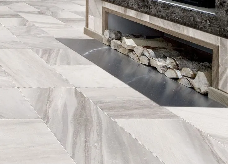 Style Selections Sovereign Stone Pearl 12-in x 24-in Glazed Porcelain Marble Stone Look Floor Tile, photo 3 of 8