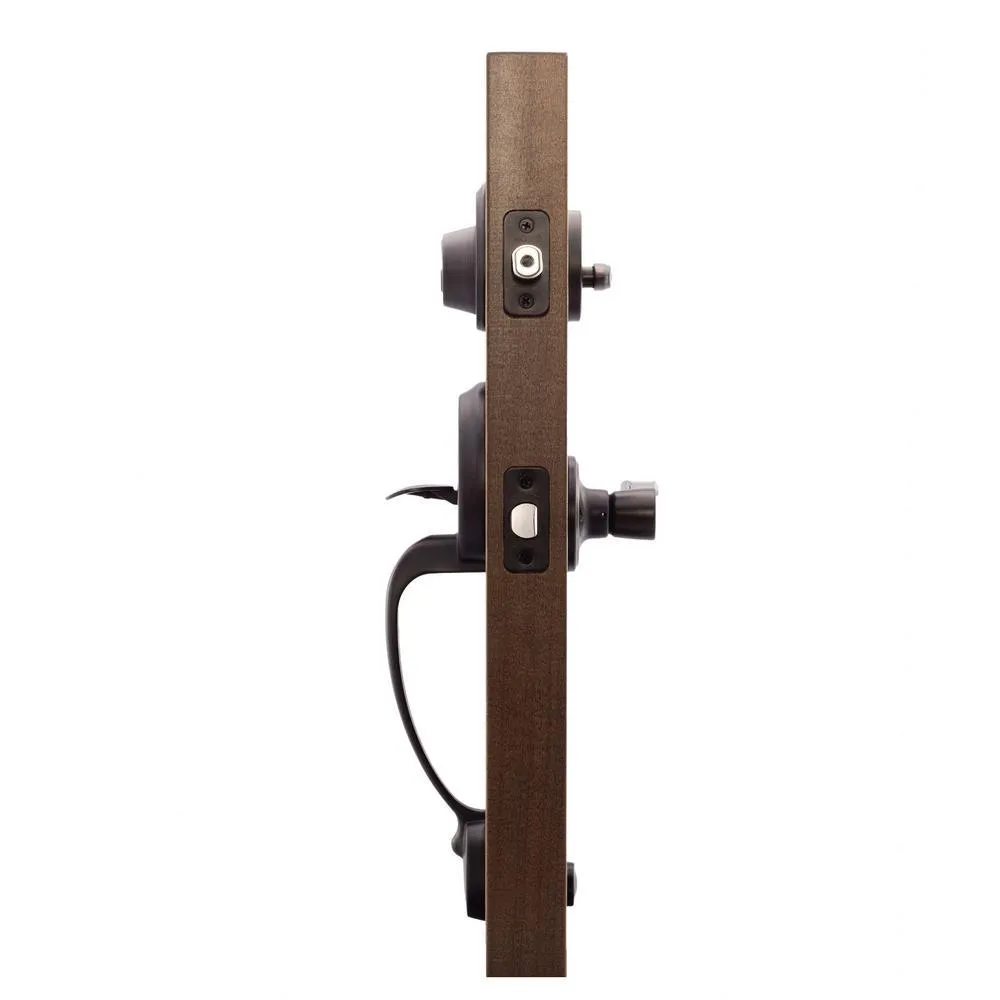 Mid Century Modern Tuscan Bronze Door Handleset with Left Hand Scandinavian Lever Trim, photo 3 of 5