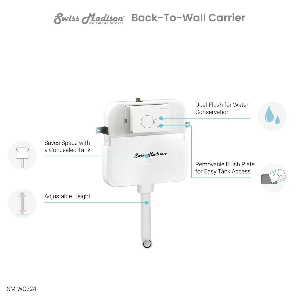 Swiss Madison 0.8/1.28 GPF 2 ft. x 4 ft. Concealed Dual Flush in Wall Toilet Tank Carrier for Back to Wall Toilet in White, photo 2 of 5