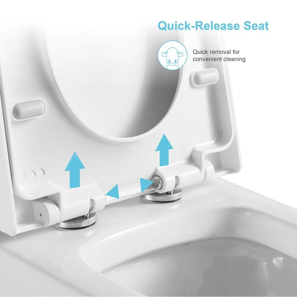 1-Piece Dual Flush 1.2 GPF/0.8 GPF Elongated High Efficiency Skirted Toilet All-in-One Toilet in White Seat Included, photo 10 of 10
