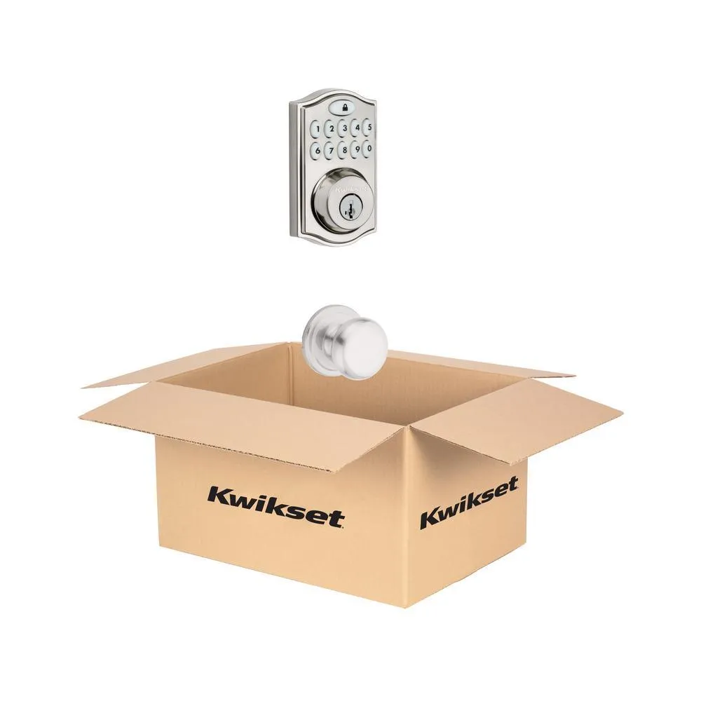 Kwikset SmartCode Satin Nickel Single Cylinder Electronic Deadbolt featuring SmartKey Security and Juno Passage Knob, photo 4 of 4