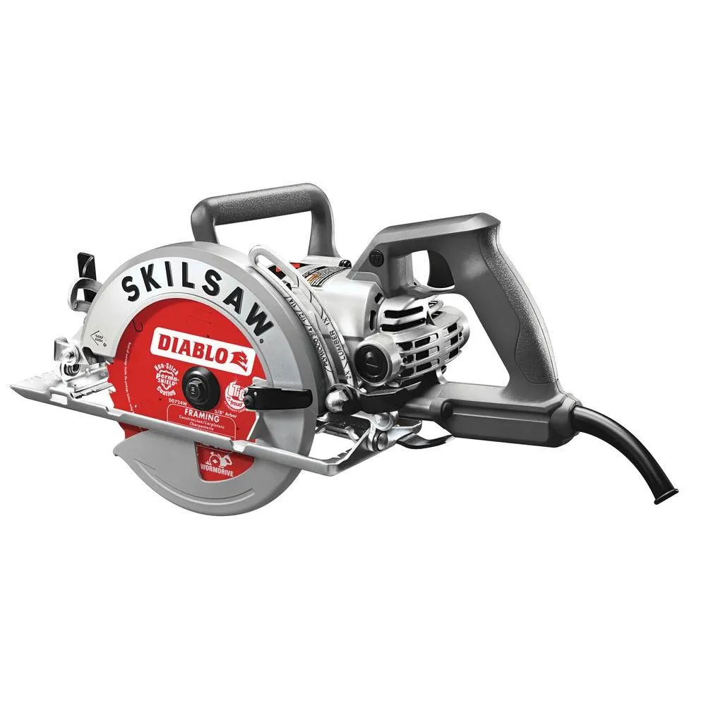 SKILSAW 15 Amp Corded Electric 7-1/4 in. Aluminum Worm Drive Circular Saw with 24-Tooth Carbide Tipped Diablo Blade, photo 8 of 11