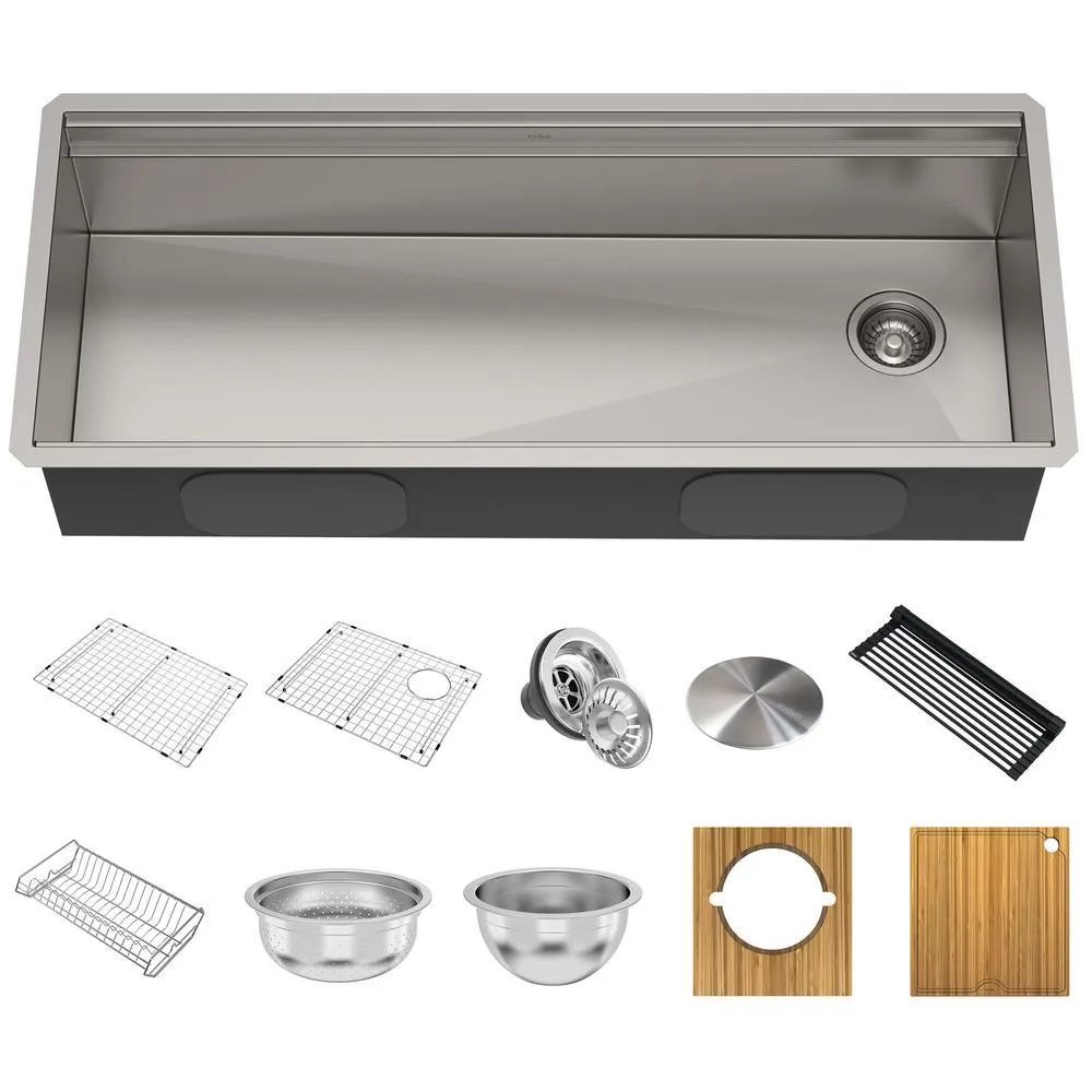 Kore Workstation 23 in. 16-Gauge Undermount Single Bowl Stainless Steel Kitchen Sink with Accessories, photo 4 of 4