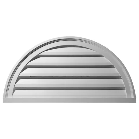40 × 20 in Half Round Primed Polyurethane Paintable Gable Louver Vent