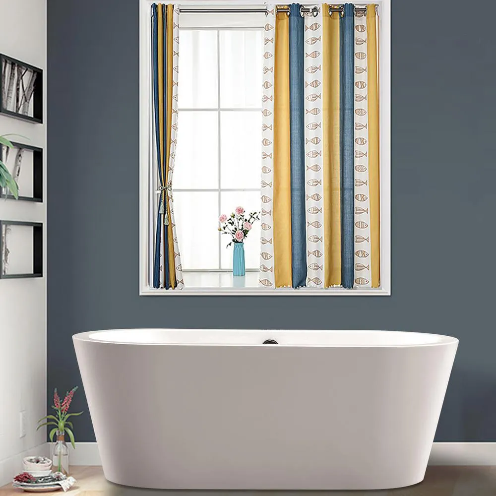 Lorient 59 in. Acrylic Flatbottom Freestanding Bathtub in White, photo 3 of 10
