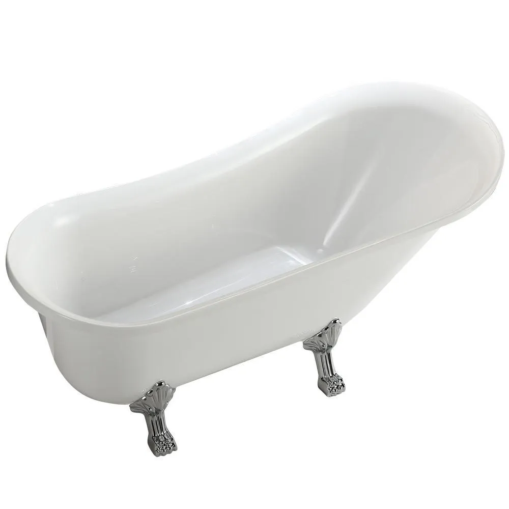 Jacqueline 5.7 ft. Acrylic Clawfoot Non-Whirlpool Bathtub in White, photo 4 of 7