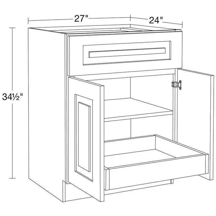 Home Decorators Collection Grayson 27 in. W x 24 in. D x 34.5 in. H Assembled Plywood Base Kitchen Cabinet in Deep Onyx with 1ROT Soft Close, photo 6 of 8