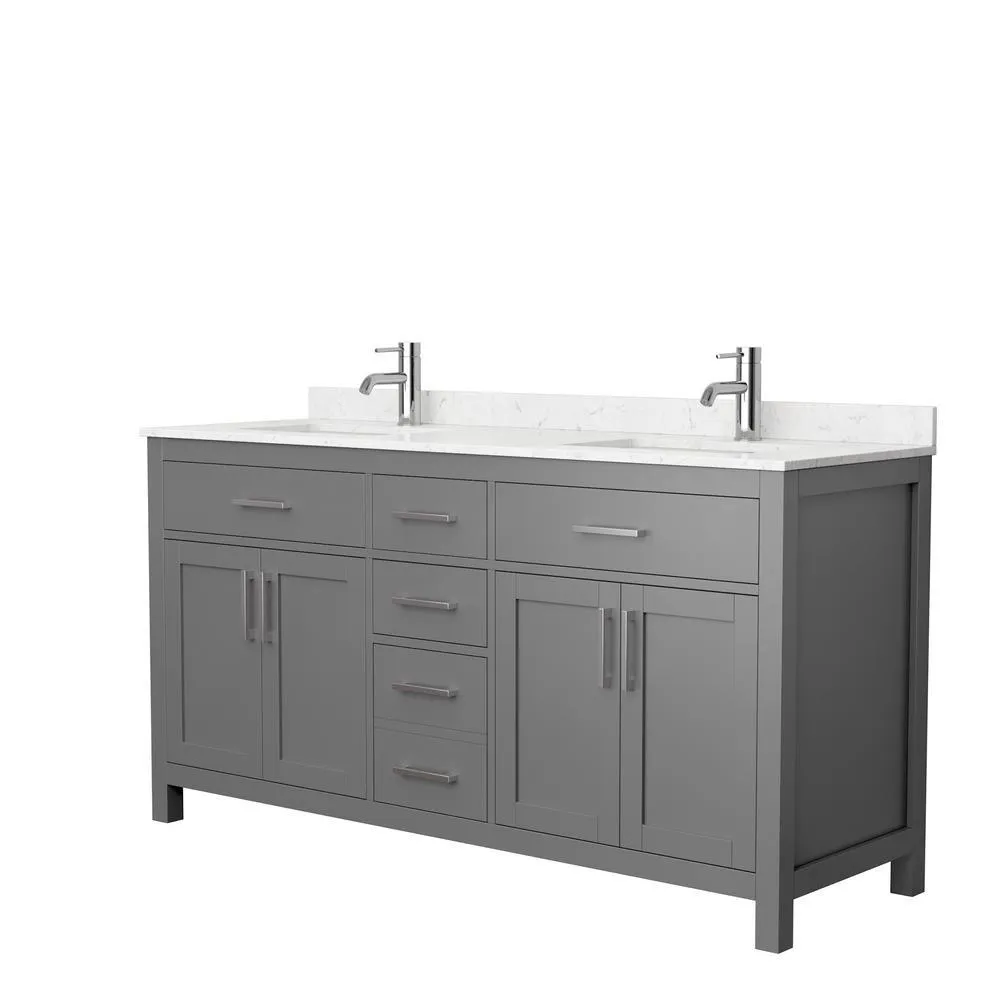 Beckett 72 in. W x 22 in. D Double Bath Vanity in Dark Gray with Cultured Marble Vanity Top in White with White Basins, photo 11 of 54