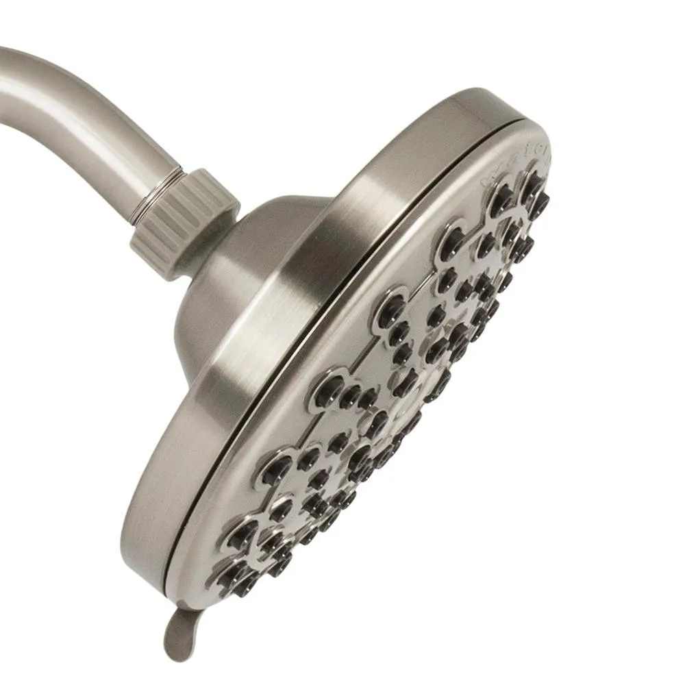 6-Spray 6 in. Single Wall Mount Low Flow Fixed Rain Shower Head in Brushed Nickel, photo 8 of 9
