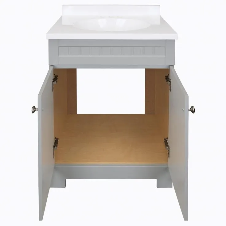 Style Selections Ellenbee 24.5-in Gray Single Sink Bathroom Vanity with White Cultured Marble Top, photo 8 of 9