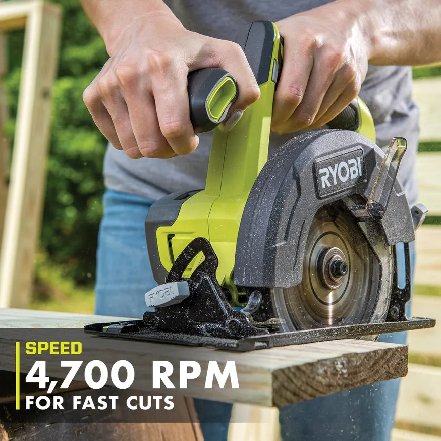 RYOBI 18-Volt ONE+ Cordless 5-1/2 in. Circular Saw Kit with 4.0 Ah Lithium-Ion Battery and 18V Charger, photo 6 of 8
