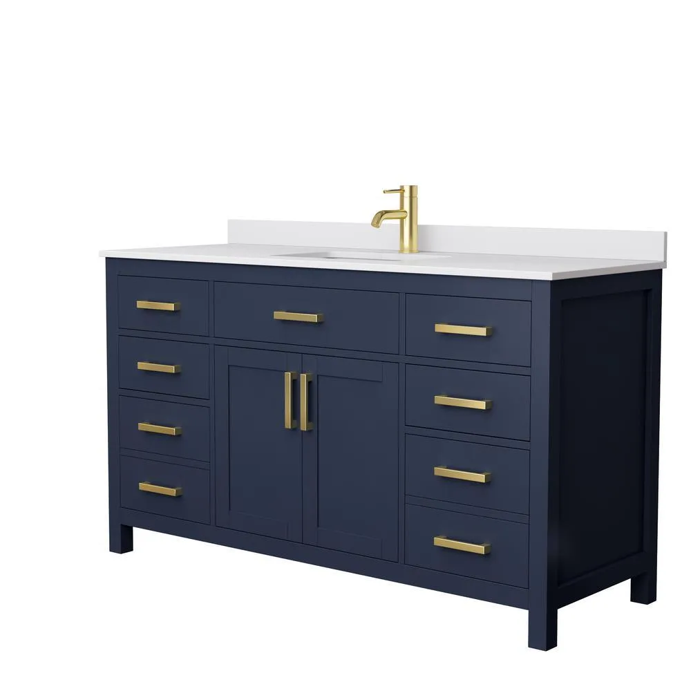 Beckett 54 in. W x 22 in. D Single Vanity in White with Cultured Marble Vanity Top in Carrara with White Basin, photo 5 of 54