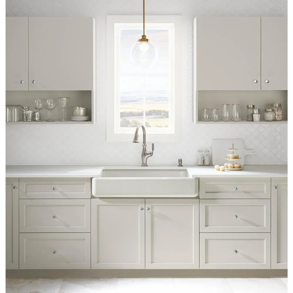 Whitehaven Farmhouse Undermount Apron Front Cast Iron 36 in. Double Bowl with Smart Divide Kitchen Sink in White, photo 10 of 11