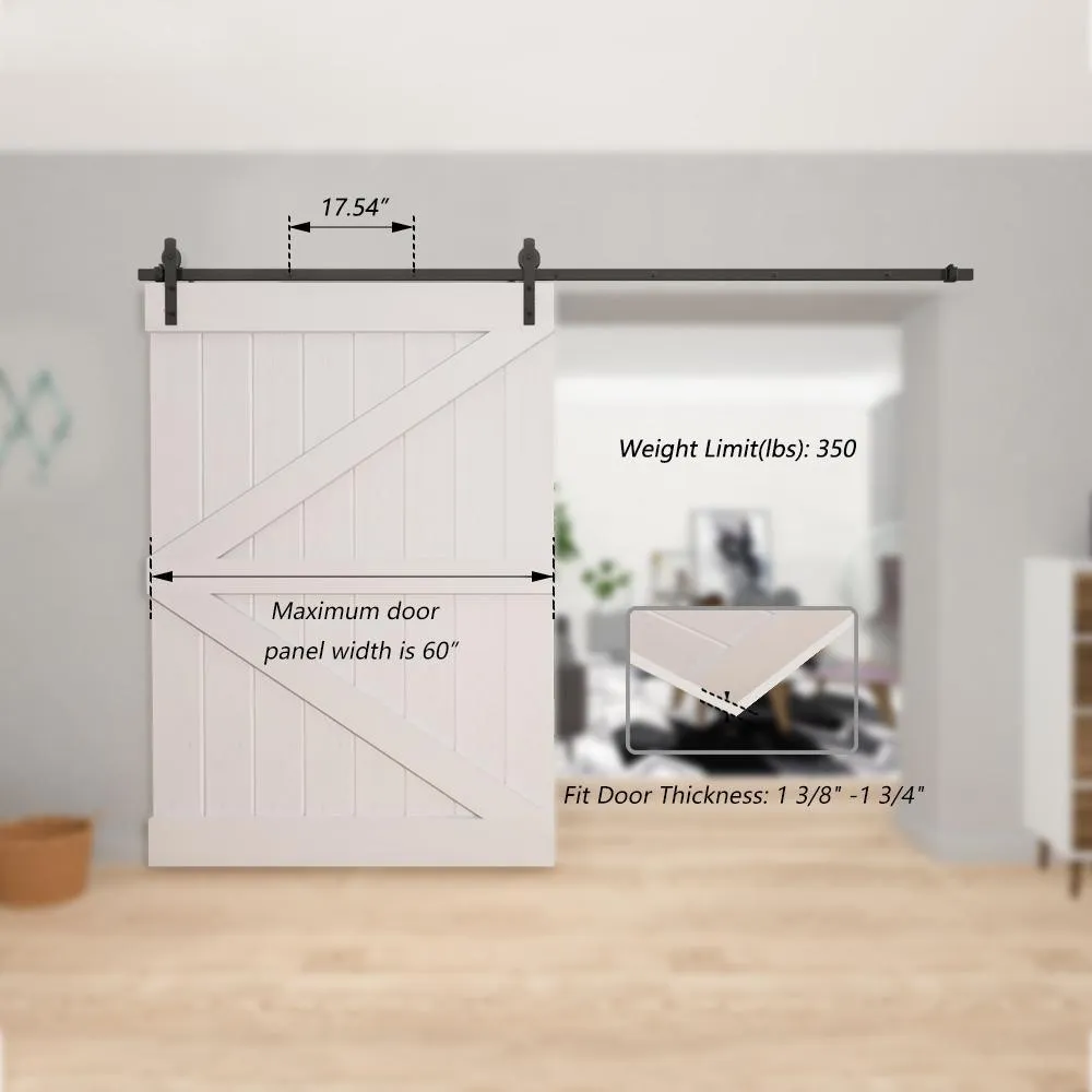 10 ft./120 in. Black Straight Strap Sliding Barn Door Track and Hardware Kit for Single Door with Floor Guide, photo 5 of 6