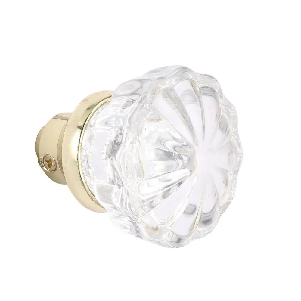Fluted Glass Door Knob Passage Set, 2 in. Outside Diameter, Brass Plated, Indoor Use, photo 2 of 5
