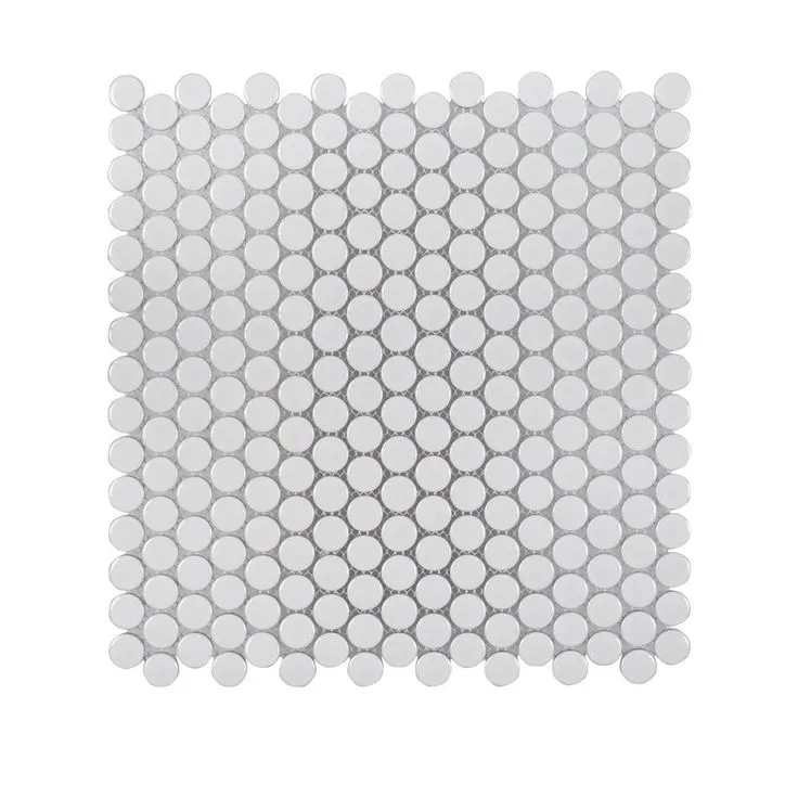 Jeffrey Court Thunderhead Gray 12.25 in. x 11.375 in. x 6 mm Penny Round Matte Porcelain Wall and Floor Mosaic Tile, photo 6 of 7