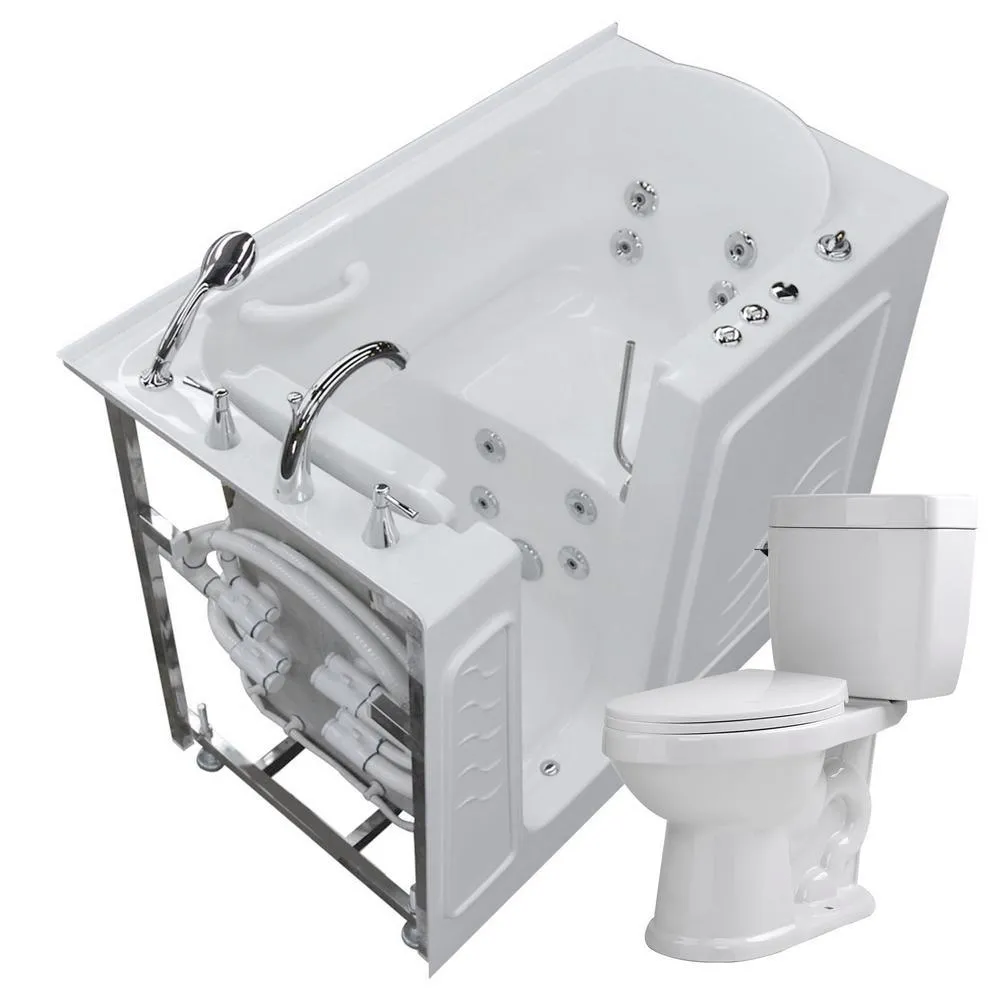 Universal Tubs 45.75 in. Walk-In Whirlpool Bathtub in White with 1.28 GPF Single Flush Toilet, photo 14 of 16