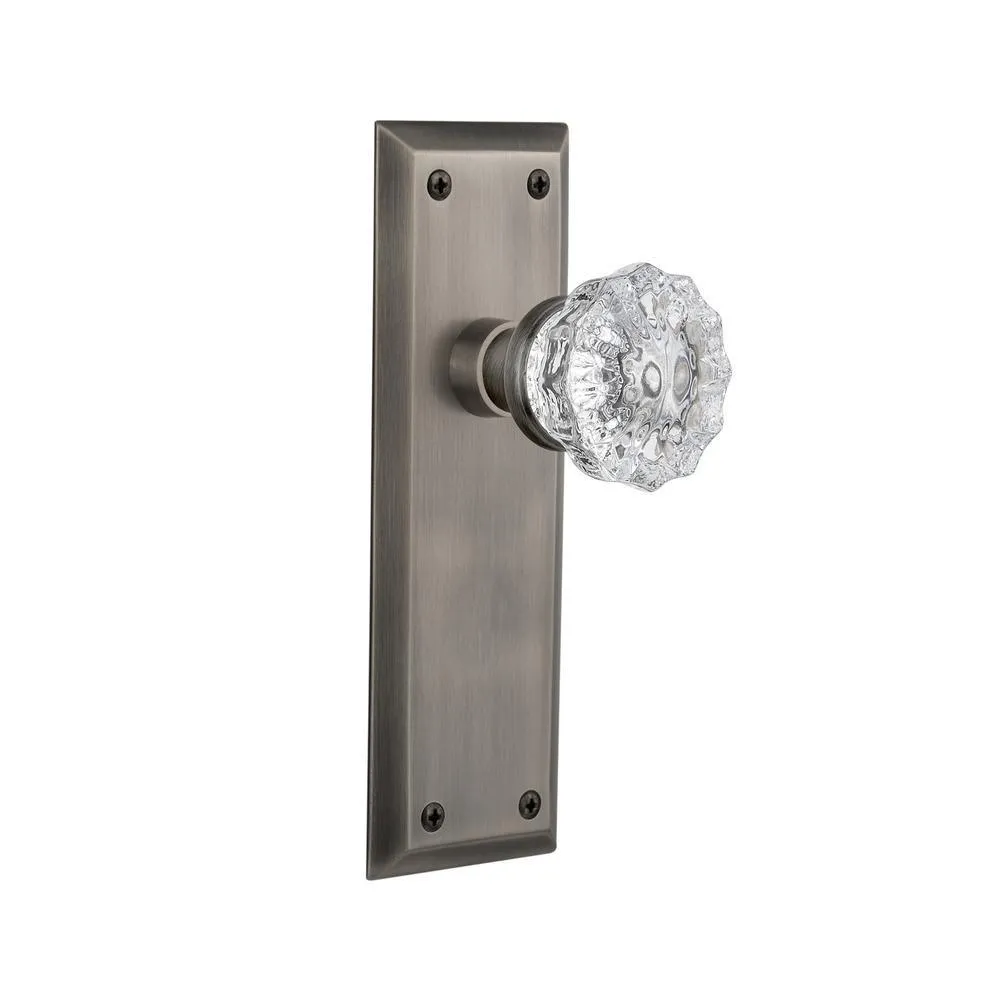 New York Plate 2-3/8 in. Backset Oil-Rubbed Bronze Privacy Bed/Bath Crystal Glass Door Knob, photo 12 of 17