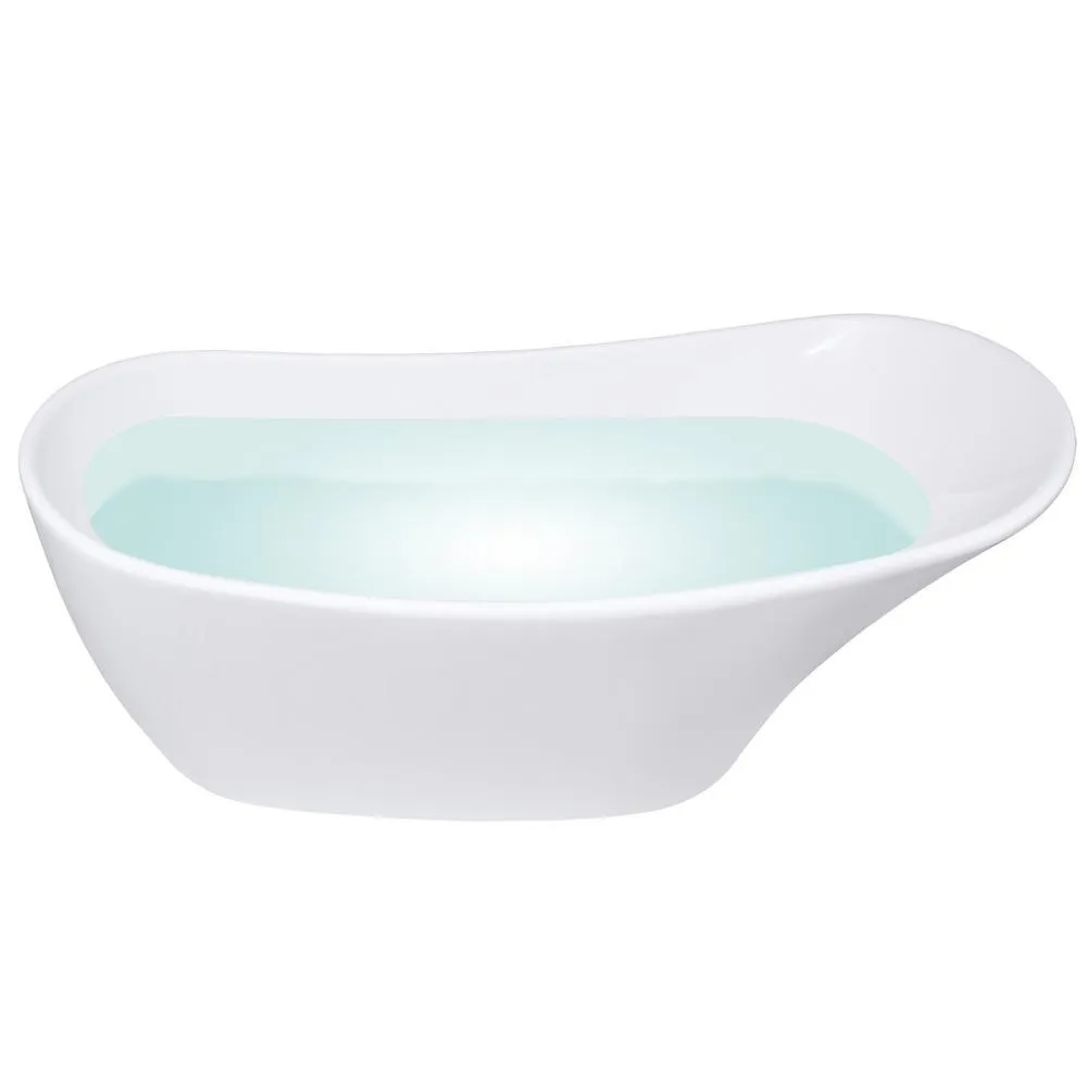 59 in. Fiberglass Center Drain Oval Double Ended Flatbottom Freestanding Bathtub in Glossy White, photo 5 of 5