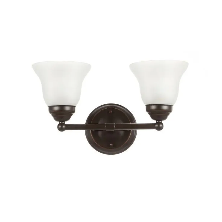 Ashhurst 2-Light Oil Rubbed Bronze Vanity Light with Frosted Glass Shades, photo 8 of 11