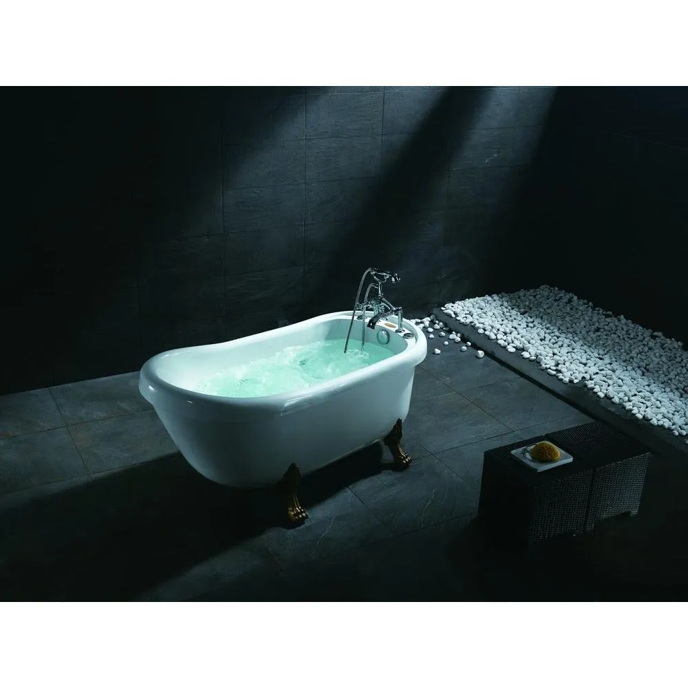 66.9 in. Acrylic Clawfoot Whirlpool Bathtub in White, photo 14 of 14