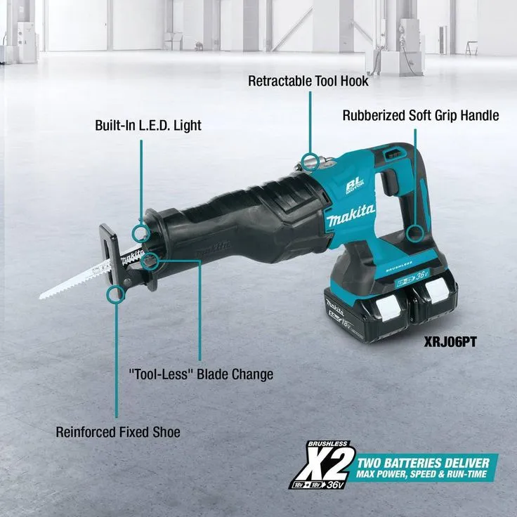 Makita 18-Volt X2 LXT Lithium-Ion (36-Volt) Brushless Cordless Reciprocating Saw Kit (5.0Ah) with 2 Batteries 5.0Ah and Charger, photo 10 of 11
