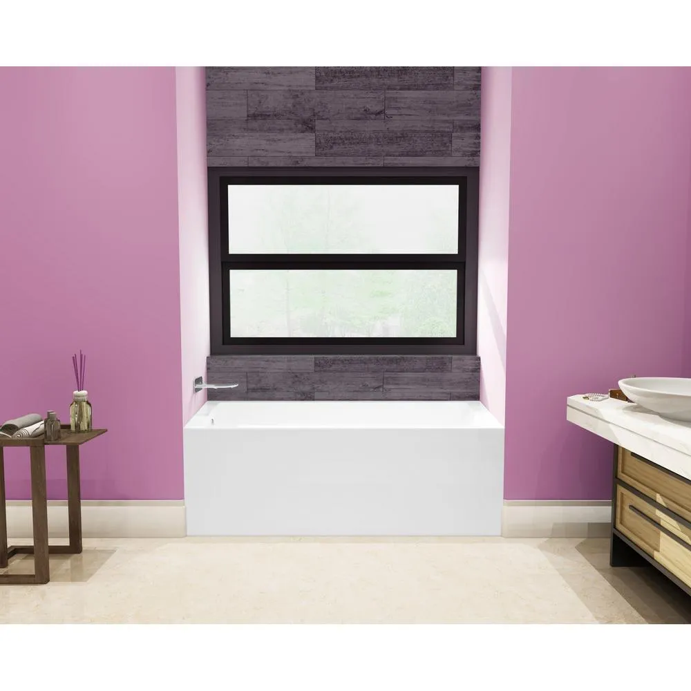 Aqua Eden Jenny 54 in. Acrylic Left-Hand Drain Rectangular Alcove Bathtub in White, photo 5 of 9