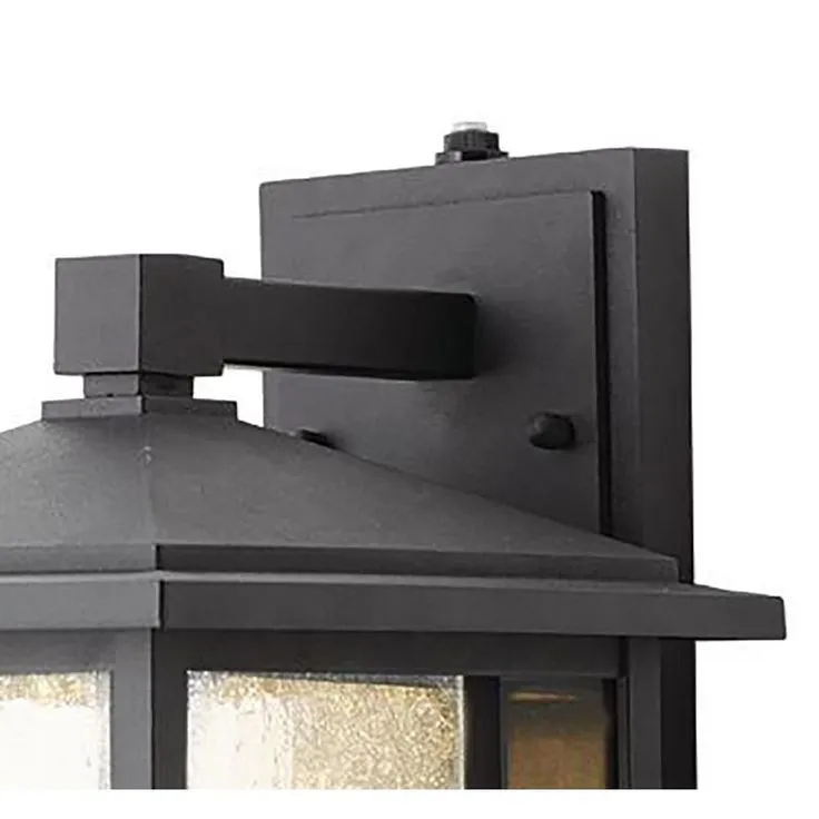 Black Outdoor Seeded Glass Dusk to Dawn Wall Lantern Sconce, photo 2 of 6