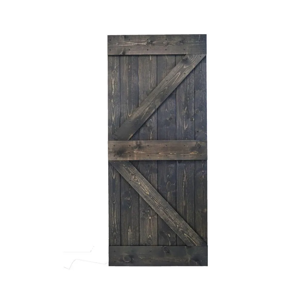 36 in x 84 in K Series DIY Dark Walnut Finished Knotty Pine Wood Barn Door Slab, photo 10 of 12