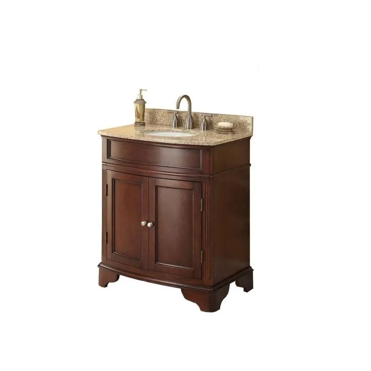 Terryn 31 in. W x 35 in. H x 20 in. D Vanity in Cherry with Granite Vanity Top in Beige with White Basin, photo 6 of 7