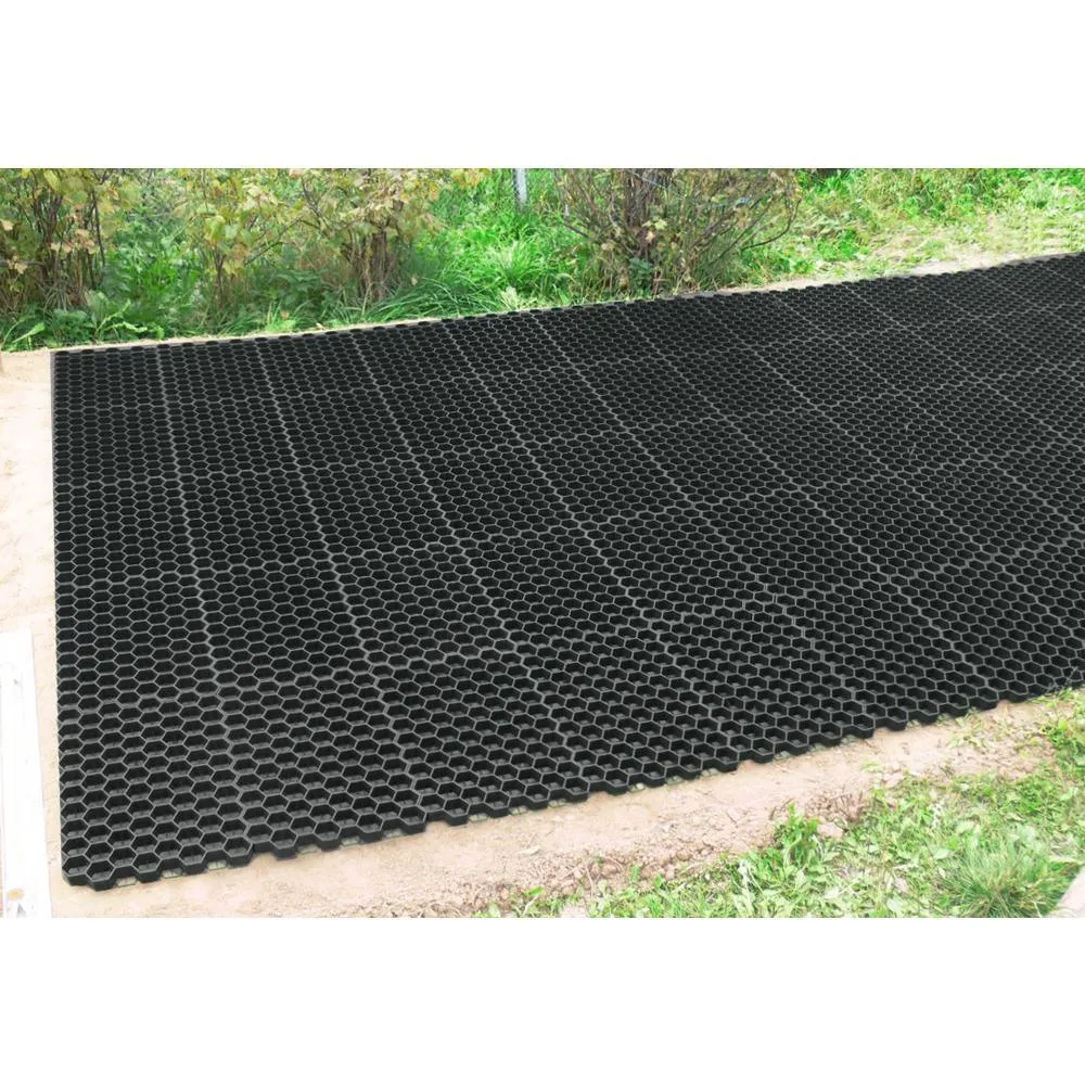 19.7 in. x 19.7 in. x 1.9 in. Black Permeable Plastic Grass Pavers for Parking Lots, Driveways (4 Pieces/11 sq.ft.), photo 3 of 8