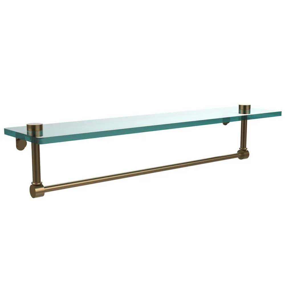22 in. L x 5 in. H x 5 in. W Clear Glass Vanity Bathroom Shelf with Towel Bar in Satin Nickel, photo 12 of 15