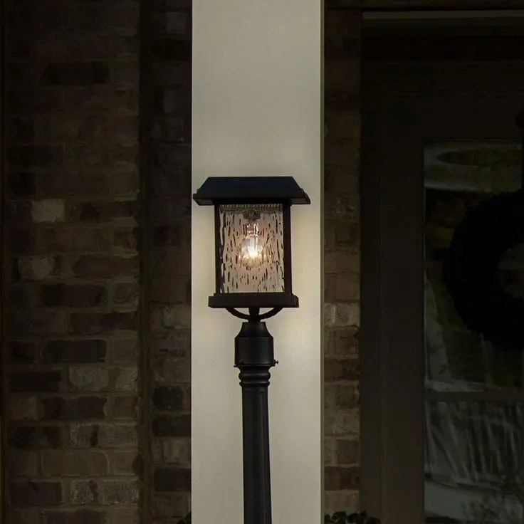 Gama Sonic Aspen Outdoor Black Integrated LED Post Light with 3 in. Fitter and GS Solar LED Light Bulb, photo 3 of 6