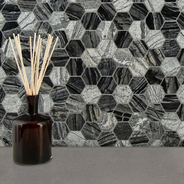 MSI Henley Hexagon 12 in. x 12 in. x 10 mm Textured Marble Mesh-Mounted Mosaic Tile (10 sq. ft. / case), photo 3 of 9