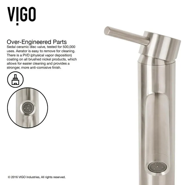 VIGO Glass Vessel Bathroom Sink in Clear Crystalline and Dior Vessel Faucet Set in Brushed Nickel, photo 4 of 11