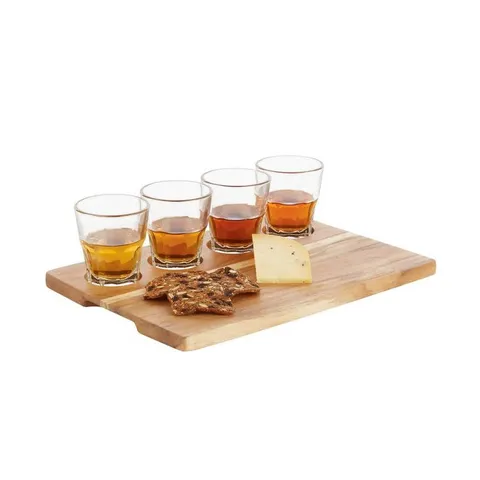 Craft Spirits 5.5 oz. Whiskey Flight Glass Set with Wood Carrier